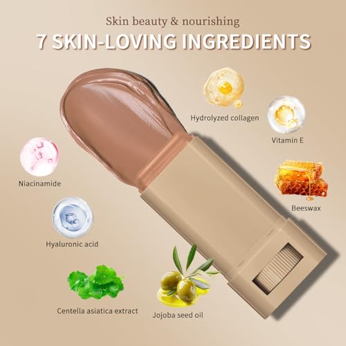6 Colors Foundation Stick Beauty Balm Serum Boosted Skin Tinted Balm Concealer, Long-lasting Coverage, Even Skin Tone Port...