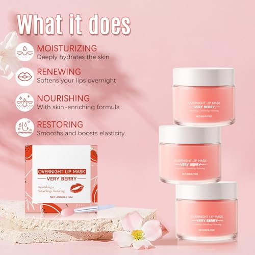 Sleeping Lip Mask, Overnight Lip Treatment, Replenishes Dry Lips with Shea Butter, Soothing Moisturizer Lips, 0.71 Fl Oz