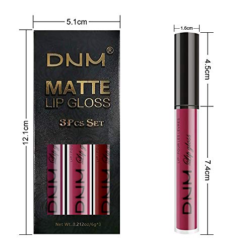 AMY'S DIARY 3Pcs Dark Red Purple Matte Liquid Lipstick Sets, Matte Lipstick Lip Stain Long Lasting 24 Waterproof Lip Gloss...