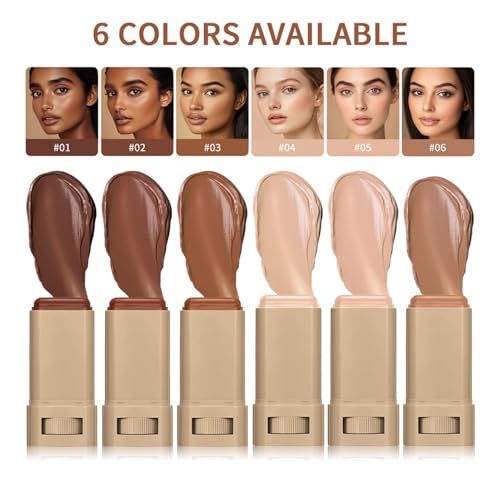 2 Pcs Foundation Stick Beauty Balm Serum Boosted Skin Tint Solid Tinted Moisturizing Serum Contour Stick Foundation for Wo...