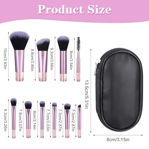 10 Pcs Travel Makeup Brush Set Mini Makeup Brushes Travel Size With Pack Portable Small Eyeshadow Eye Lipstick Foundation ...