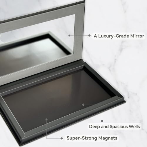 Empty Magnetic Eyeshadow Palette, Makeup Pans Organizer With Mirror Inside, 3D Frosted Finish Art Paper Palette (Cosmic My...