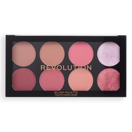 Revolution, Ultra Blush Palette, 8 Pigmented Shimmer & Matte Makeup Shades, Blendable Powder Blush Formula, Vegan & Cruelt...