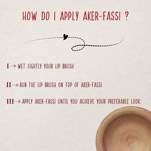 Aker Fassi Moroccan Clay Pot Lip Stain and Cheek Tint - Natural Long Lasting Lipstick for Women - Authentic Morocco Clay P...