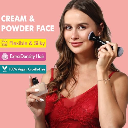 Bueart Design Dual Ended Cream Powder Brush and Complexion Duo Foundation Concealer Brush For Foundation, Setting Powder, ...