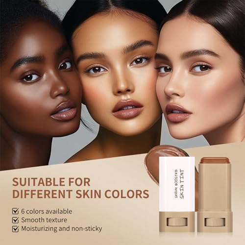 2 Pcs Foundation Stick Beauty Balm Serum Boosted Skin Tint Solid Tinted Moisturizing Serum Contour Stick Foundation for Wo...