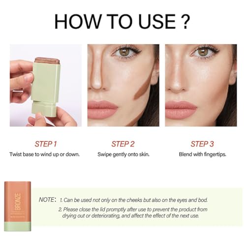 FYEBOO Multi-Use Makeup Blush Stick, Cream Blush Stick, Tinted Solid Moisturizer Stick for Cheek & Eyes & Lips, Waterproof...