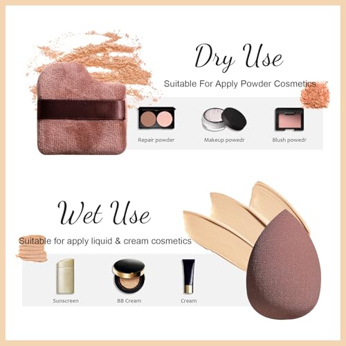 BS-MALL Kabuki Brush Makeup Sponge Set 8 Pcs with Foundation Powder Brush Powder Puff Essential Tools for Flawless Makeup ...