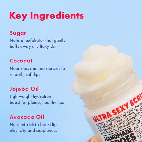 Handmade Heroes 100% Natural Lip Scrub, Vegan Conditioning Coconut Exfoliator - Gentle Exfoliant, Sugar Polish and Scrubbe...