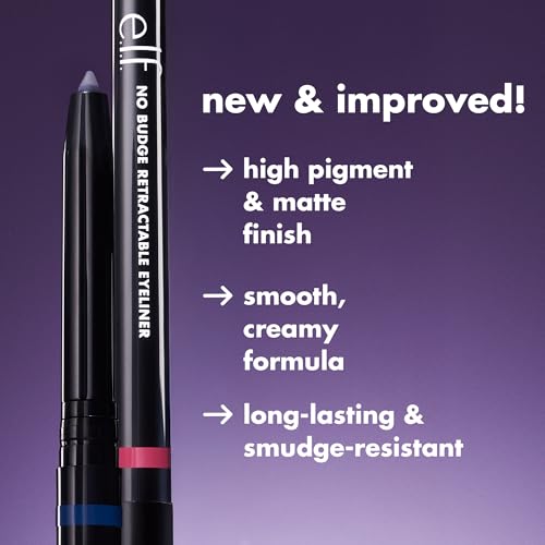 e.l.f. No Budge Retractable Eyeliner, Creamy, Ultra-Pigmented & Waterproof, Creates Bold & Defined Lines, Vegan & Cruelty-...
