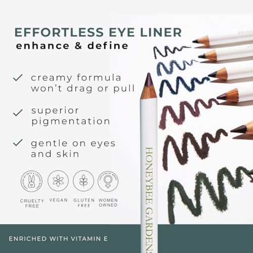 Honeybee Gardens Effortless Eyeliner Pencil in Smoking Gun, Rich Pigmentation, Smooth, Long-Wearing, Vegan, Gluten-Free