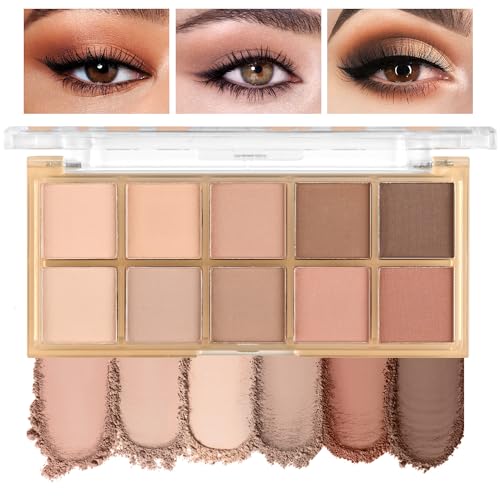 FangTangDI Matte Eyeshadow Palette for Women, Ten High-Pigmented Makeup Palette, Neutral Nude Smoky Powder for Eye Makeup,...