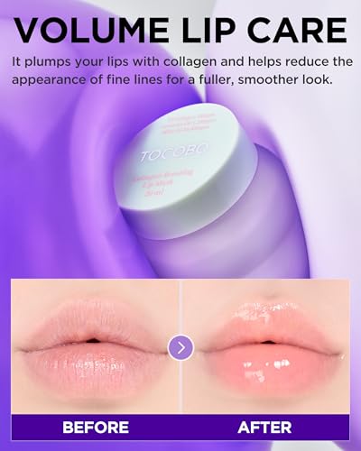 TOCOBO Collagen Lip Mask – Fermented Collagen Overnight Lip Sleeping Mask with Peptide & PHA | Korean Vegan Treatment for ...