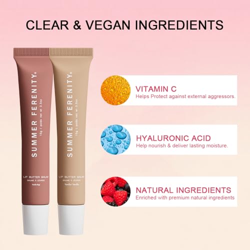 Summer Lip Butter Balm - Conditioning Lip Mask,Ultra-Hydrating,Instant Moisture, Shine,Hydration - Sheer-Tinted,Soothing L...
