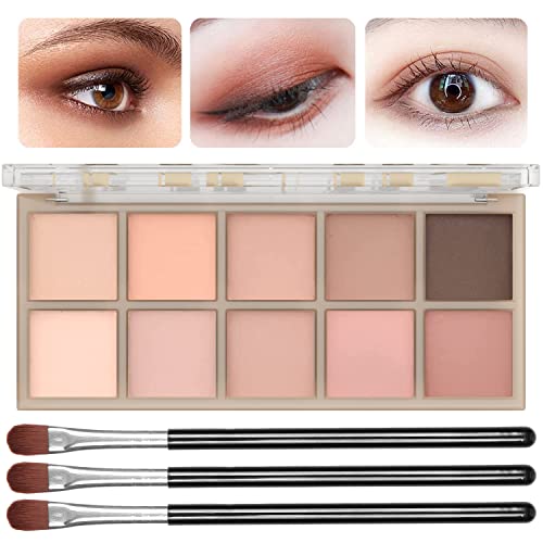 10 Colors Eyeshadow Palette,Light Beige Nude Pink Brown Naturing Eye Shadow Makeup,Blendable High Pigmented,Neutral Smoke...