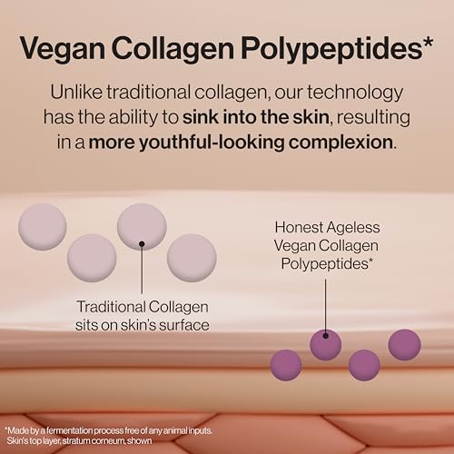 Honest Beauty Ageless Firm and Even Serum, Powered by Vegan Collagen Elastin Polypeptides, Firmer-Looking Skin, Fragrance ...