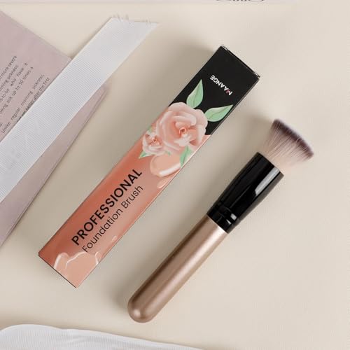 Flat Top Kabuki Brush for Liquid, Cream, and Powder Foundation - Professional Makeup Blending Tool with Soft Dense Bristle...