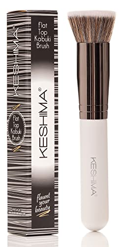 Keshima Foundation Brush Flat Top Kabuki - Premium Foundation Brush for Liquid Makeup, Cream, and Powder - Buffing, Blendi...