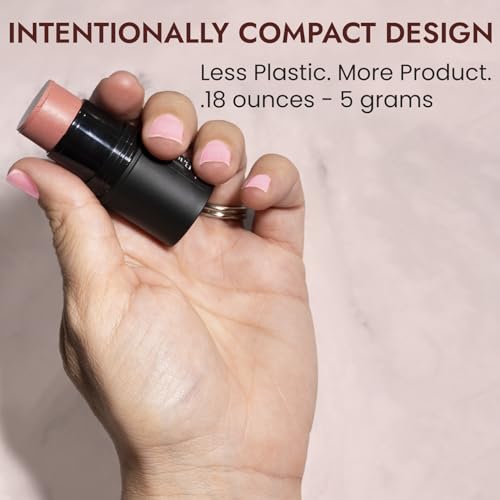 BaeBlu - Organic Blush Tube, Rose - 100% Natural Vegan Cream Blush Sticks, Multi-Use Bronzer, & Highlighter for Lips, Chee...