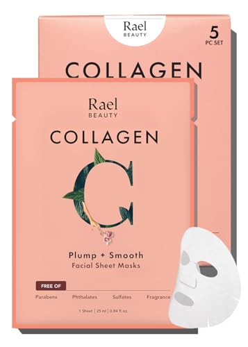 Rael Face Mask Skin Care, Collagen Face Masks - Bamboo Facial Sheet Mask, Korean Skincare, with Collagen Essence and Fruit...