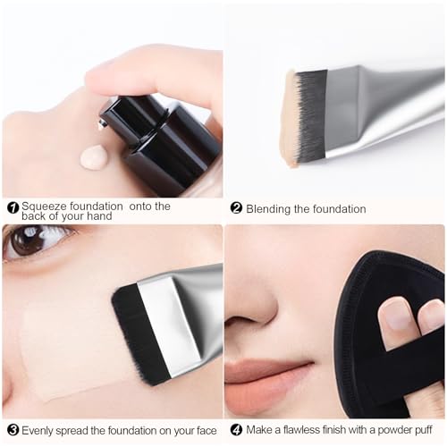 BEAUTYFACTOR 2Pcs Flat Foundation Brush,Face Mask Brush Makeup Spatula Facial Brush for Liquid Foundation Mask,Premium Fac...
