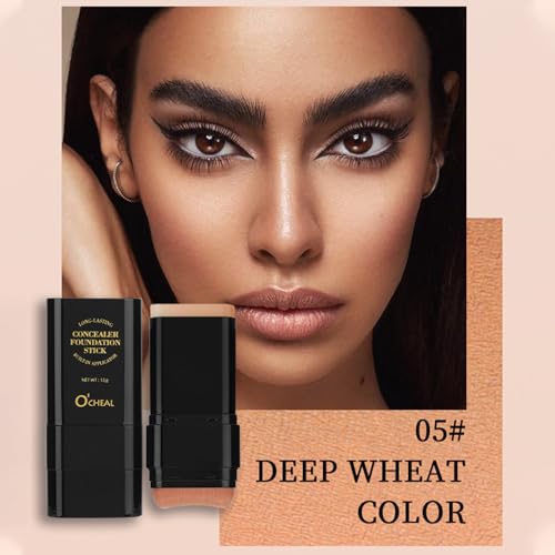 2 in 1 Dual-Ended Long-Lasting Concealer Foundation Stick,Long-Lasting Concealer stick,Full Coverage Foundation Stick,Natu...
