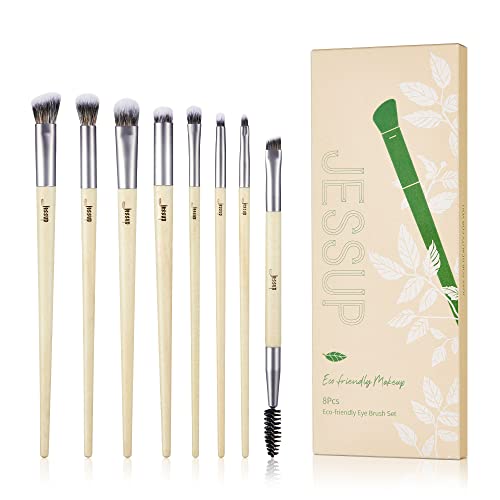 Jessup Eyeshadow Brush Set 8pcs Eye Makeup Brushes Premium Cruelty-Free Eyeshadow Blending Concealer Eyebrow Eyeliner Spoo...