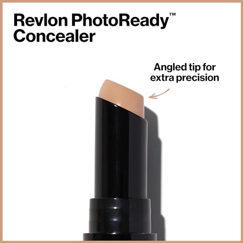 Revlon Concealer Stick, PhotoReady Face Makeup for All Skin Types, Longwear Medium- Full Coverage with Creamy Finish, Ligh...