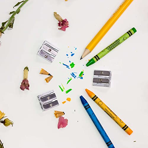 BAZIC Pencil Sharpener Metal Silver Dual Blades, Standard & Jumbo Size Pencils Crayon, Double Blade Sharpeners (3/Pack), ...