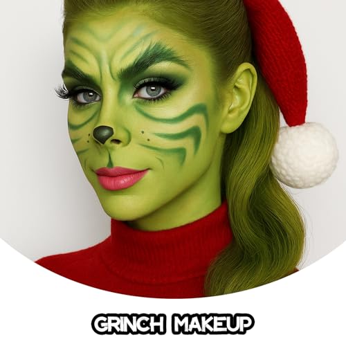 6 PCS Halloween Witch Makeup Set - Includes Ogre Green Face Body Paint(60ml), Black Eyeliner, False Eyelashes, Red Lipstic...