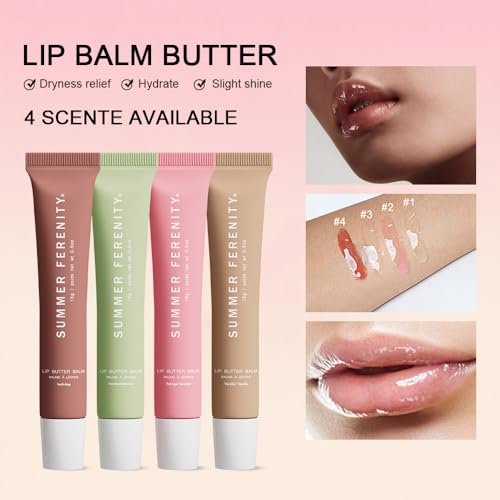 Summer Lip Butter Balm - Conditioning Lip Mask,Ultra-Hydrating,Instant Moisture, Shine,Hydration - Sheer-Tinted,Soothing L...