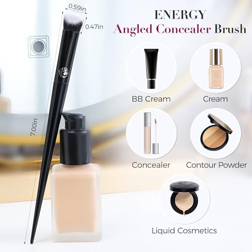 ENERGY Concealer Brush– Angled Synthetic Bristles for Seamless Under Eye Coverage, Spot Blemish Corrector, Nose Contours,P...