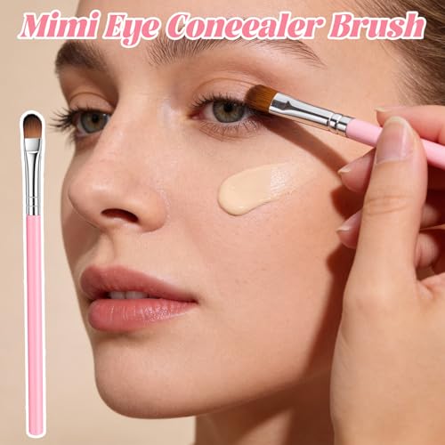 12 Pcs Flat Small Concealer Brush Under Eye Flat Makeup Brushes for Concealing Small Imperfection Blending Setting Buffing...