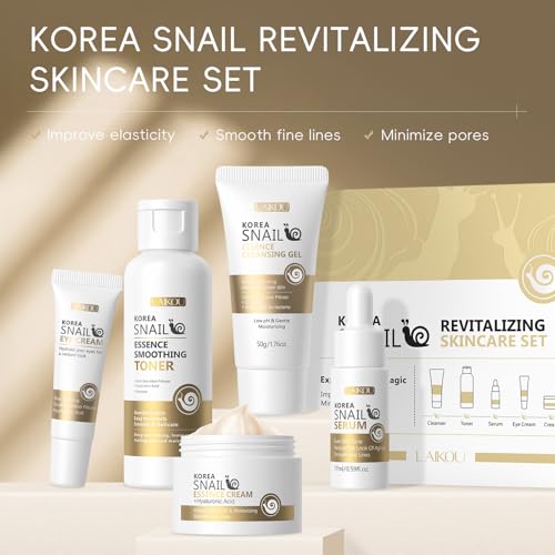 LAIKOU Korean Skin Care, Skin Care Set, Face Mask, Eye Mask, Lip Mask with Cleansing Gel, Toner, Eye Cream, Serum, Essence...