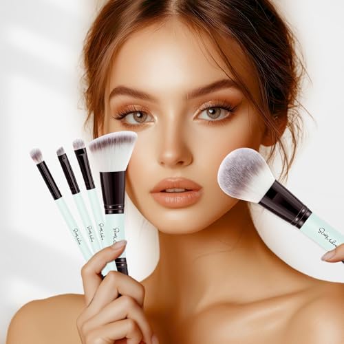 START MAKERS Makeup Brush Set 5Pcs, Dual-Ended Foundation Contour Concealer Blush Powder Bronzer Eyeshadow Brushes for Liq...