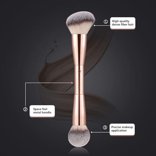 GEMSANVA Foundation Brush & Concealer Brush - Multi-Use Dual Ended Makeup Contour Brush for Cream, Liquid, Powder