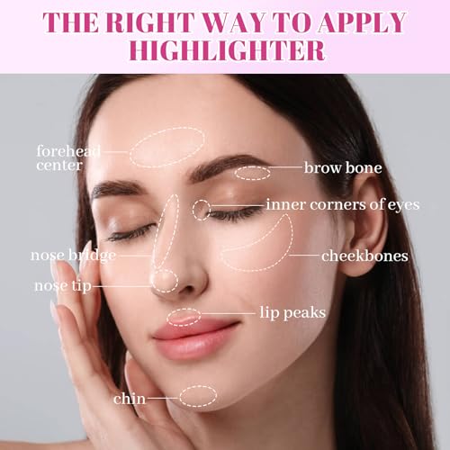 10-Colors Highlighter Makeup Palette: Long-Lasting Shimmer Glow Highlighter Makeup Powder - Waterproof Smooth Face Highlig...