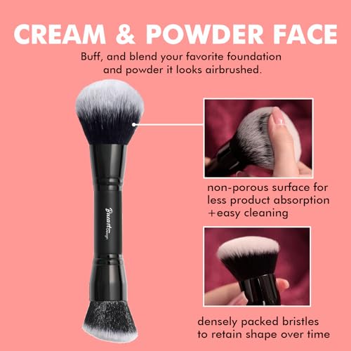 Bueart Design Dual Ended Cream Powder Brush and Complexion Duo Foundation Concealer Brush For Foundation, Setting Powder, ...
