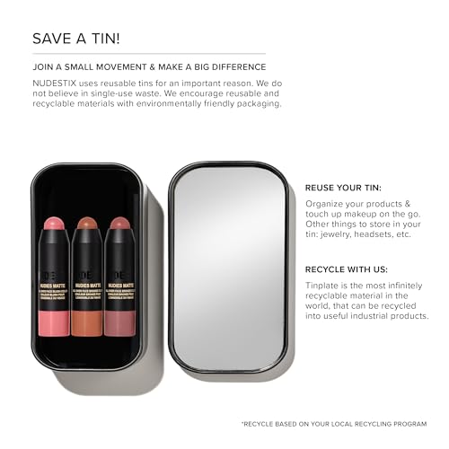 Nudestix Sunkissed Blush & Bronze 3-Piece Mini Kit – Matte Cream Makeup Sticks for Cheeks, Eyes & Lips | Includes Sunkisse...