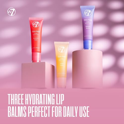 W7 Gloss Away Trio - Hydrating Lip Balm Gift Set with Shea Butter & Fruit Extracts - Restores Chapped & Dry Lips - Vegan &...