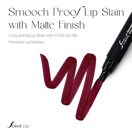 SORMÉ Smooch Proof Lip Stains with Matte Finish - Long lasting Lip Stain with A Felt-tip Nib Precision Lip Marker - Gluten...