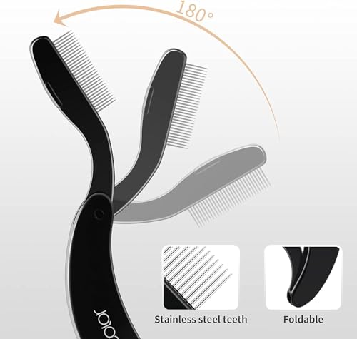 Docolor Foldable Eyelash Comb Separator Folding Lash Comb Eyebrow Mascara Applicator Eyelash Definer Arc Designed Cosmetic...