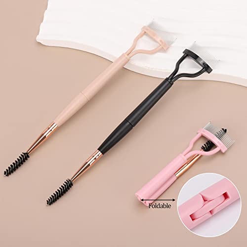 3 Pack Eyelash Comb Separator with Spoolie, Arc Designed Mascara Comb Dual Head Lash Separator Tool for Eyelash Extensions...