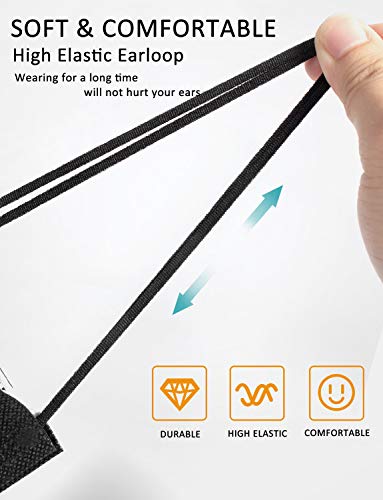 100PCs Black Disposable Face Mask 3-Ply Breathable & Comfortable Safety Mask, Protective Masks for Home, Office, School an...