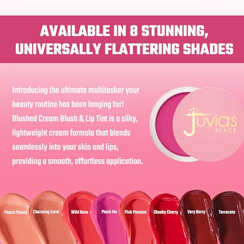 Juvia's Place Blushed Cream Blush – Pinch Me – Multi-Purpose Cream Blush for Cheeks & Lips - 2in1 Formula, Smooth, Blendab...