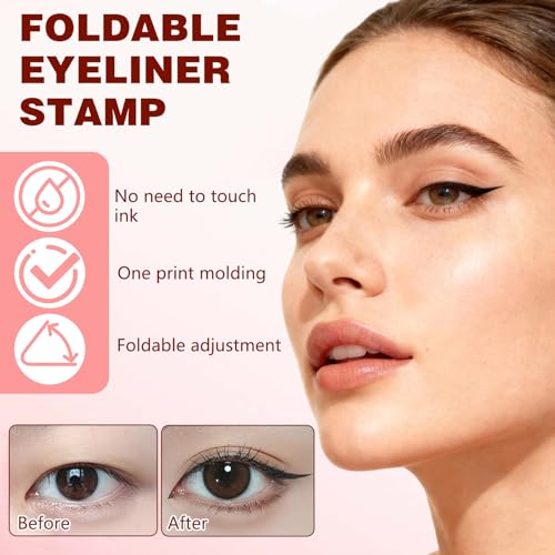 2 Pcs Gel Eyeliner Pencil Set, 2025 New Foldable Eyeliner Stamp for Perfect Wings, Waterproof Eyeliners Tool, Smudge Proof...