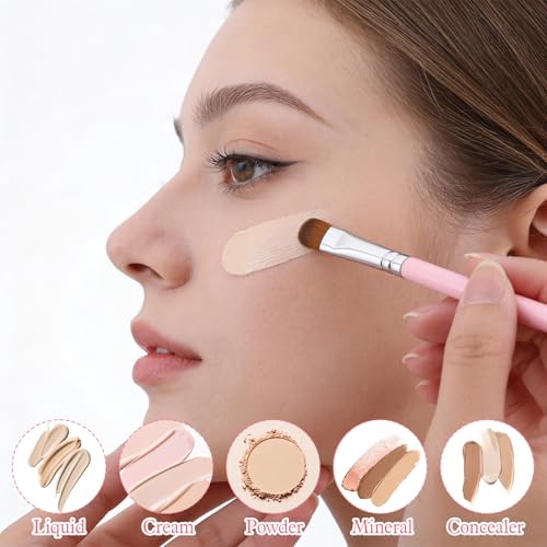 12 Pcs Flat Small Concealer Brush Under Eye Flat Makeup Brushes for Concealing Small Imperfection Blending Setting Buffing...