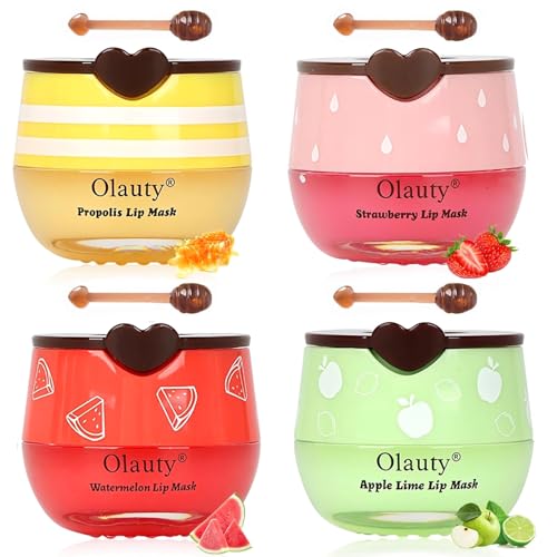 4 PCS Bee Lip Balm Honey Pot, Honey Balm Moisturizing Lip Mask Hydrating Prevention Dry and Cracked Lip Scrubs Exfoliator,...