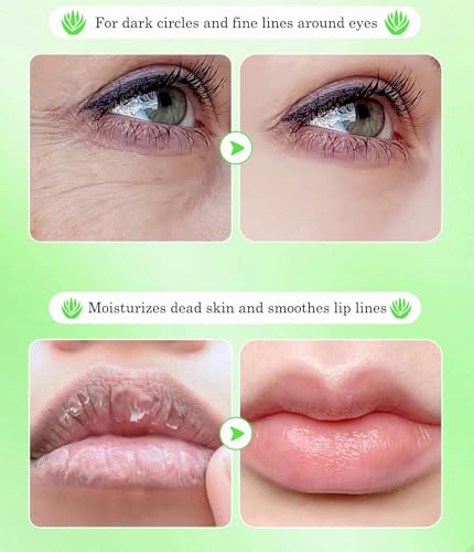 10 Pair Under Eye Mask & 10 Pair Lip Mask Skincare Set, Aloe Vera Lip Patches & Under Eye Patches for Puffy Eyes, Dark Cir...