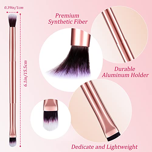 Perthlin 12 Pcs Eyeshadow Smudge Brush 2 in 1 Eyeshadow Double Ended Concealer Brush Under Eye Small Soft Firm Pointed Fou...